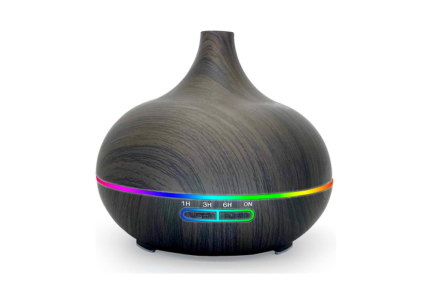 SKY-TOUCH Essential Oil Diffuser, 550ml Oil Diffuser with 4 Timer, Aromatherapy Diffuser with Auto Shut-off Function, Cool Mist Humidifier BPA-Free for Bedroom Home (Dark Brown)