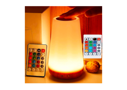 LED night light, bedside table lamp for baby kids room bedroom outdoor, dimmable eye caring desk lamp with color changing touch senor remote control USB rechargeable