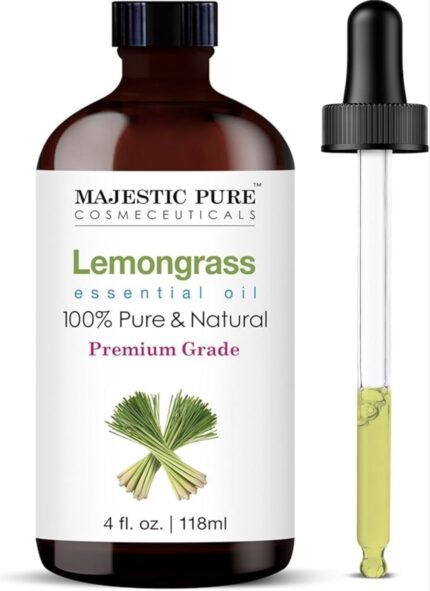 MAJESTIC PURE Lemongrass Essential Oil | 118 ml | 100% Pure and Natural Lemongrass Oil | Premium Grade Essential Oils for Hair Care, Home Diffusers, Skin, Aromatherapy, Massage and Humidifiers