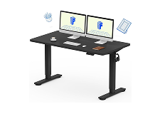 Flexispot 55 X 28 Inches Electric Stand Up Metal Desk Workstation, Whole Piece Desk Board Home Office Computer Standing Table Height Adjustable Desk Black Frame and 55 Black Top