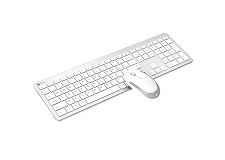 iClever GK08 Wireless Keyboard and Mouse Combo - Full-Size Ergonomic Keyboard with Number Pad, 2.4G USB, Quiet Click, 3-Level DPI, Rechargeable, Slim Design for Windows/Mac, Silver