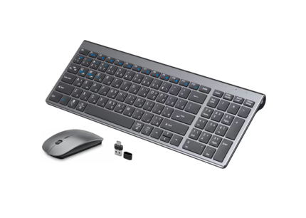 Necomi Rechargeable Keyboard and Mouse Wireless, USB A & Type C Receiver 2.4G Mouse and keyboard, Type C charging(English+Arabic)