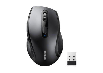 UGREEN Wireless Mouse, 2.4GHz Stable Connection, Ergonomic Silent Mouse, 5-Button with 3 Adjustable DPI (800/1200/1600), Compatible with Windows, macOS, iOs, Android, Linux