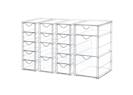 Vtopmart Acrylic Organizer with 16 Drawers (4 Set), Clear Storage Drawers for Office Supplies, Desk Organization and Storage for Makeup, Jewelry, Art Crafts
