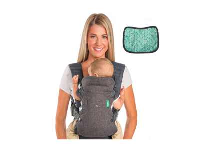 Infantino Flip Advanced 4-In-1 Convertible Baby Carrier| Facing-In (Narrow Seat), Facing-In (Wide Seat), Facing-Out And Back Pack Extra Padded Shoulder Pads With Wonder Cover Bib