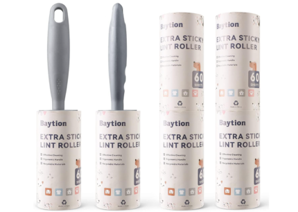 Lint Roller Remover Hair Kit- Extra Sticky Reusable Lint Remover with 360 Sheets (6 Rollers+2 Upgraded Handles)-Fluff Brush for Clothes/Furniture/Bed/Car/Dog Cat Hair/Carpet/Dust