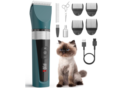 oneisall Cat Clippers for Matted Fur, 5-Speed Quiet Cordless Cat&Dog Grooming Clippers for Long Hair, IPX6 Waterproof Dog Clippers Trimmer Shaver for Dogs Cats Animals