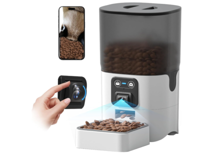 XVersion 6L Smart Pet Feeder with WiFi Camera - App Control, 24H Live Video, Two-Way Voice and Timed Portion Feeding, 3kg Food Dispenser for Cats & Dogs (Off-White)