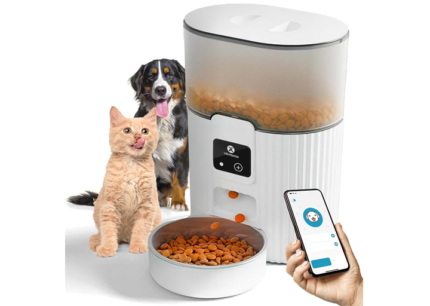 XVersion Automatic Pet Feeder 3L with WiFi App Remote Control - Smart Cat & Dog Food Dispenser, Timed Portion Control, Large 15-Cup Capacity, Stainless Steel Bowl (White)