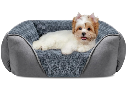 INVENHO Dog Bed for Large Medium Small Dogs/Puppy, Rectangle Washable, Orthopedic, Soft Calming Sleeping Durable Pet Cuddler with Anti-Slip Bottom S(20"x19"x6")