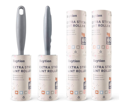 Lint Roller Remover Hair Kit- Extra Sticky Reusable Lint Remover with 360 Sheets (6 Rollers+2 Upgraded Handles)-Fluff Brush for Clothes/Furniture/Bed/Car/Dog Cat Hair/Carpet/Dust