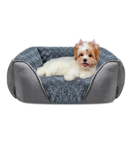 INVENHO Dog Bed for Large Medium Small Dogs/Puppy, Rectangle Washable, Orthopedic, Soft Calming Sleeping Durable Pet Cuddler with Anti-Slip Bottom S(20"x19"x6")