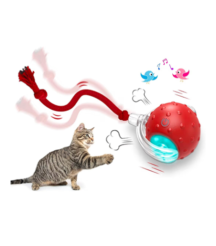 Interactive Cat Toys Ball, Automatic Cat Interactive Toy for Indoor Cats Fast Rolling on Carpet, Chirping & Motion Activate