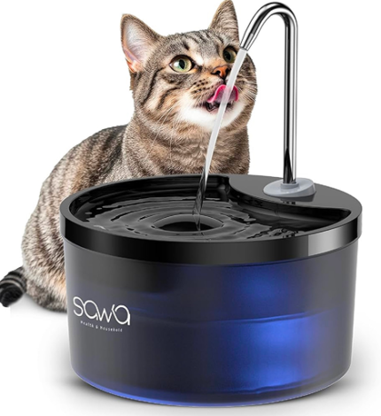 SAWA Cat Water Fountain, 3.2L/108oz Cats Fountains for Drinking, Pet Water Fountain for Cats Indoor, Automatic cat water Dispenser with 2 Flow Modes, kitty Spout Fountains for Cats Dogs