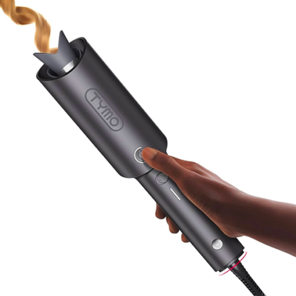 TYMO Automatic Rotating Curling Iron - TYMO CURLPRO Beach Waves Curling Wand, Portable Hair Curler, 500 Million lonic, Dual Voltage & Lightweight for Travel, Ceramic Coating, Metallic Gray, 25mm