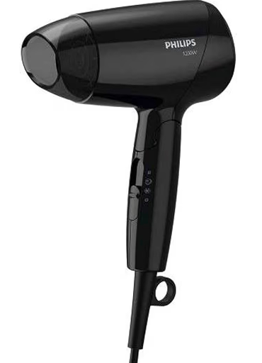 Philips Essential Care. Thermoprotect. Foldable. 1200W. Dc Motor. 3 Heat/Speed Settings + Cool Shot. No lons. Easy Storage Hook. Concentrator. 1.5M. 3 Pin, Bhc010/13. 2 Years Warranty