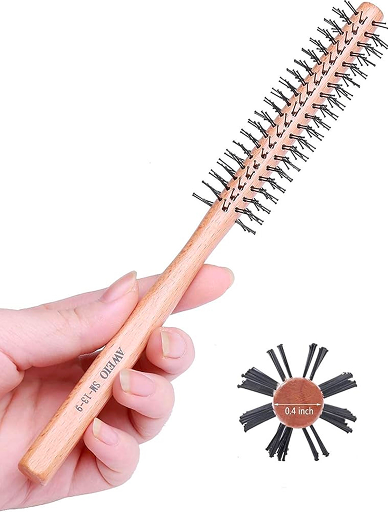 PerfeHair Small Round Barrel Brush for Short Hair, 1 Inch Mini Quiff Roller Comb for Women and Men, Best for Styling Thin Hair, Bangs, Beard