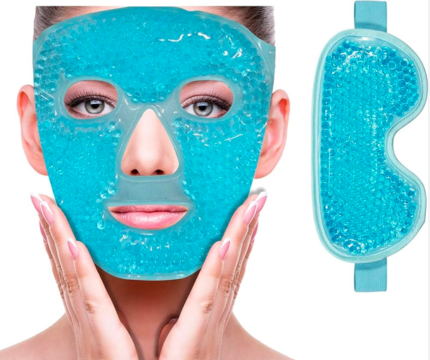 THMINS Cold Face Eye Mask, Ice Pack Reduce Face Puff, Dark Circles, Gel Beads Hot Heat Cold Compress Pack, Face SPA for Woman Sleeping, Pressure, Headaches, Skin Care...