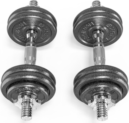 PROIRON Cast Iron Adjustable Dumbbell Set Hand Weight with Solid Dumbbell Handles Changed into Barbell Handily Perfect for Bodybuilding Fitness Weight Lifting Training Home Gym 15KG 20KG 30KG